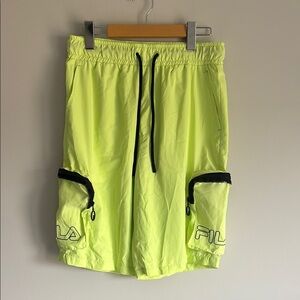 FILA Neon Yellow Shorts with Black Accents